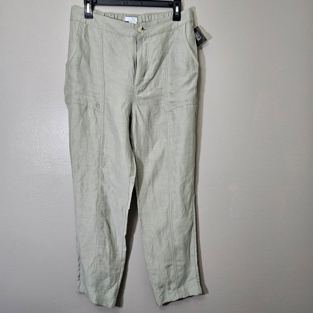 NWT Halston Linen Blend Sage Green Sz Med Trousers Gorpcore Coastal Preppy